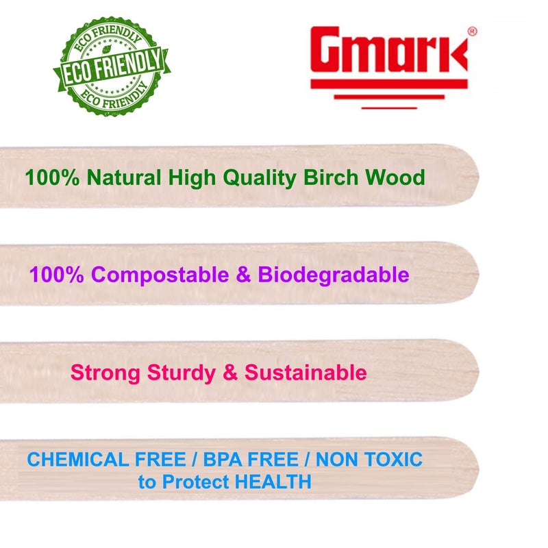 Gmark 5.5" Premium Wood Stirrer 2.3mm Thick Individual Wrapped 200 pc - Wood Coffee Stir Sticks for Tea Beverage, Corn Dog Stick Craft Stick 200/Bag GM1115D - Image 4