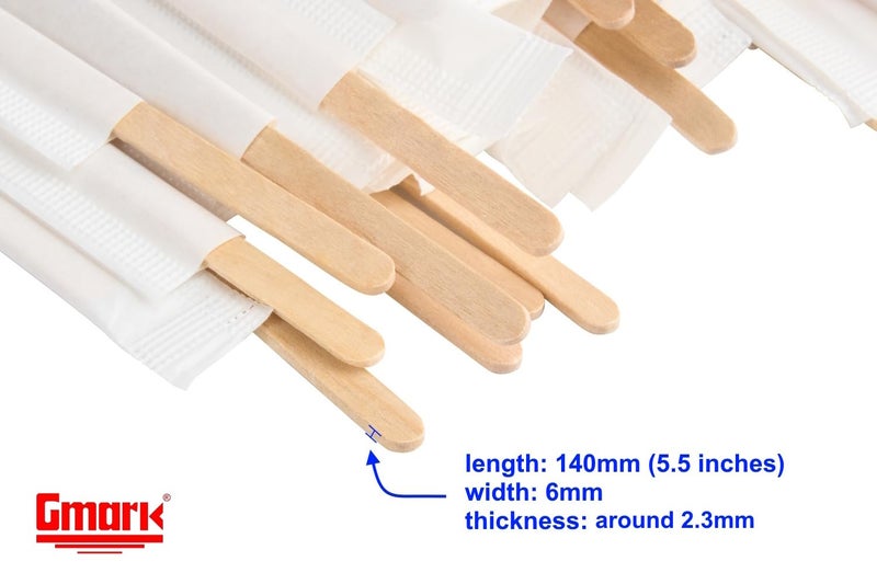 Gmark 5.5" Premium Wood Stirrer 2.3mm Thick Individual Wrapped 200 pc - Wood Coffee Stir Sticks for Tea Beverage, Corn Dog Stick Craft Stick 200/Bag GM1115D - Image 2