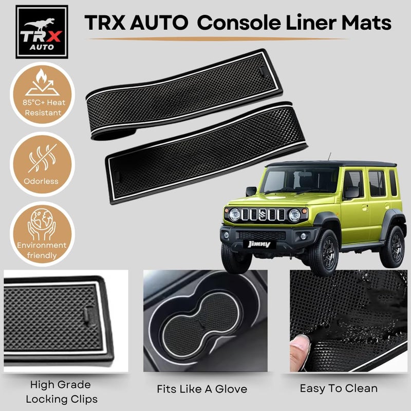 TRX AUTO Anti-Slip Interior Liner Set for Suzuki Jimny 2019–2026 | Silicone Mats for Cup Holders, Door Slots And Center Console | Interior Accessories for Suzuki Jimny - Image 2