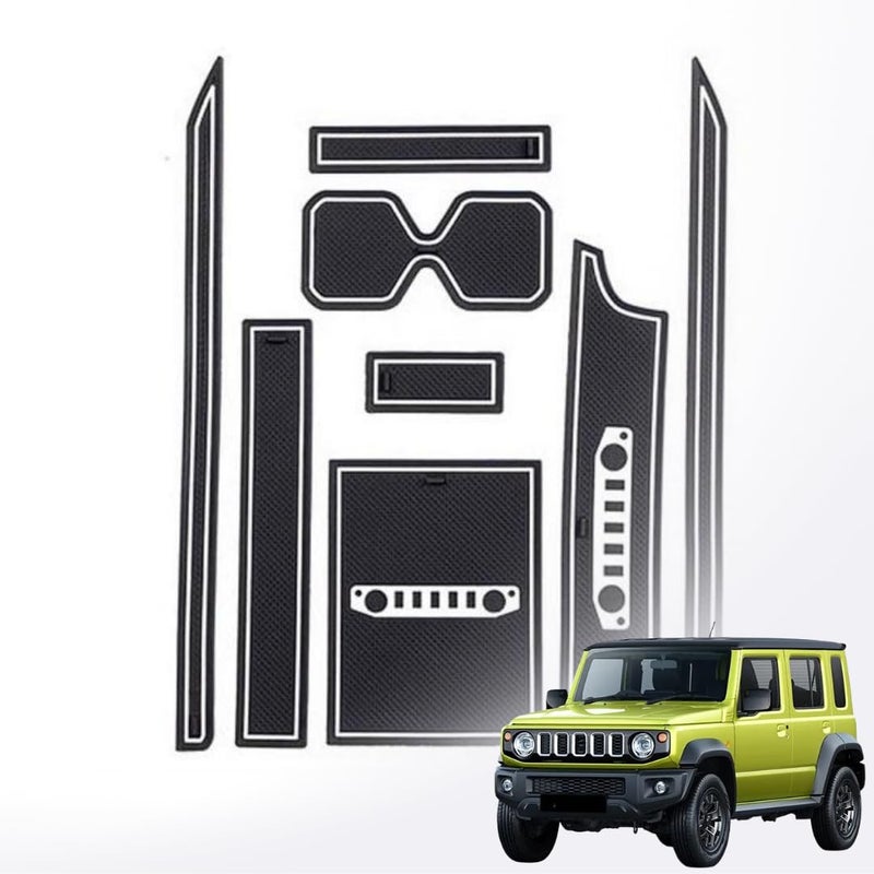TRX AUTO Anti-Slip Interior Liner Set for Suzuki Jimny 2019–2026 | Silicone Mats for Cup Holders, Door Slots And Center Console | Interior Accessories for Suzuki Jimny - Image 1