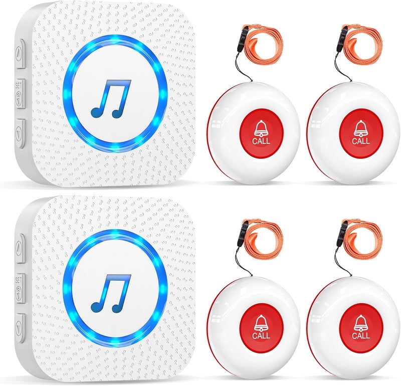 ChunHee Wireless Emergency Call Button/Pager for Elderly/Emergency Button for Elderly People/Patient Care System Receivers with 55 Types Music 4 Types Volume - Image 1