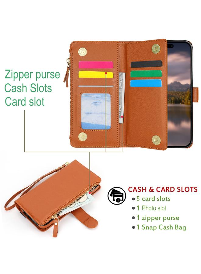 Zaboon Case For iPhone 12 Pro Max Wristband Holder Zipper Purse RFID Leather Phone Case - Image 4