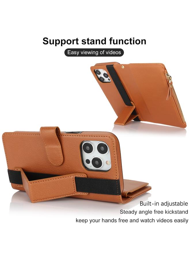 Zaboon Case For iPhone 12 Pro Max Wristband Holder Zipper Purse RFID Leather Phone Case - Image 3