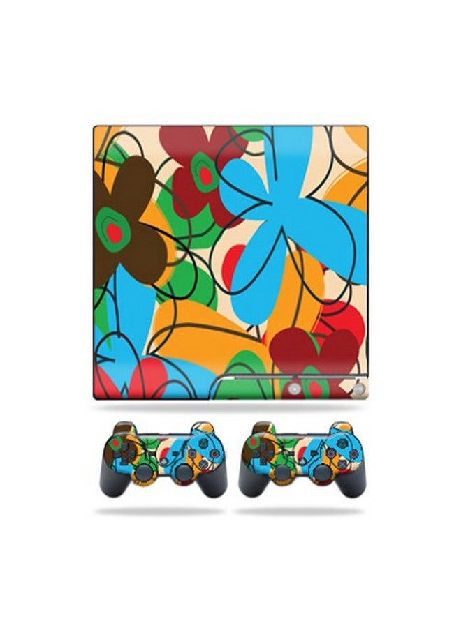 Mightyskins Skin Compatible With Sony Playstation 3 Ps3 Slim Skins + 2 Controller Skins Sticker Funky Flowers
