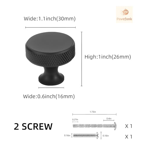 POVEFONK 10 Pack Matte Black Kitchen Cabinet Knobs Knurled Cabinet Knobs Black Drawer Knobs Kitchen Cabinet Hardware Handles - Image 3