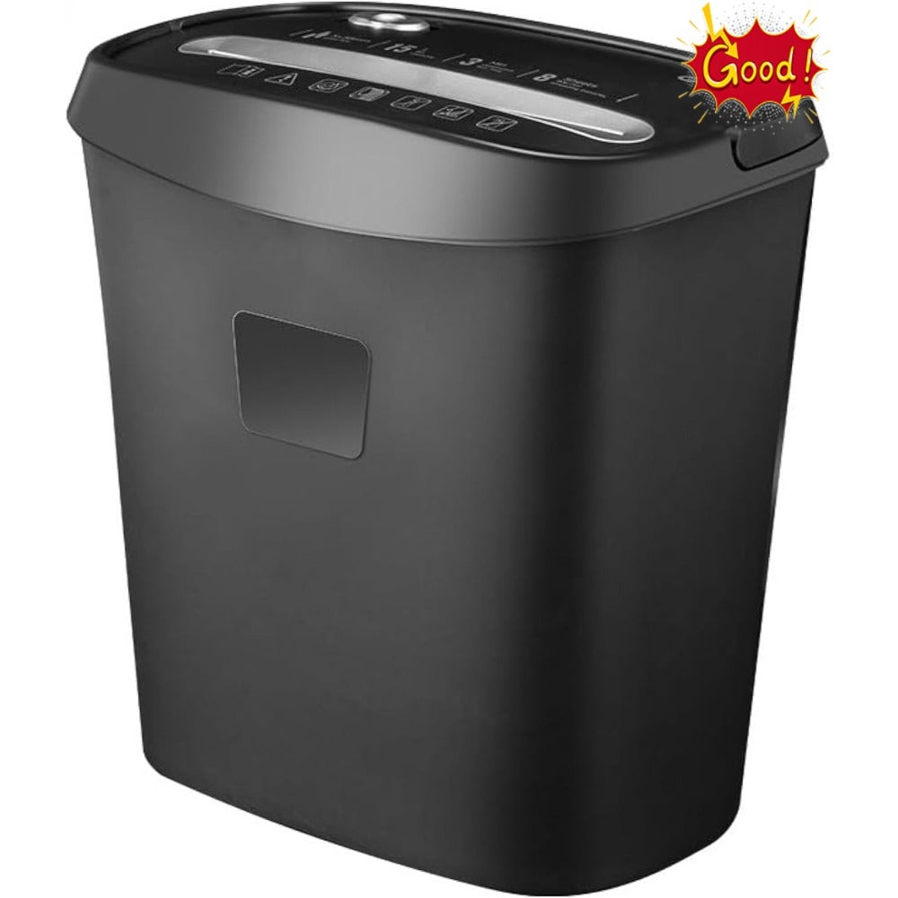 8-Sheets Paper Shredder, 16 Liter Capacity, Black