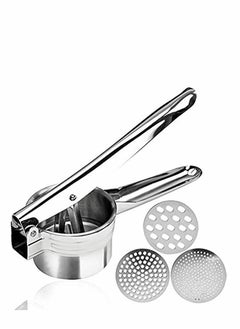 SYOSI Stainless Steel Potato Ricer – Manual Masher for Potatoes, Fruits, Vegetables, Yams, Squash, Baby Food and More - 3 Interchangeable Discs for Fine, Medium, and Coarse, Easy To Use  - Image 2