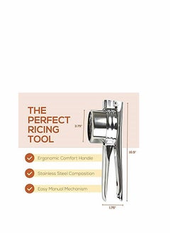 SYOSI Stainless Steel Potato Ricer – Manual Masher for Potatoes, Fruits, Vegetables, Yams, Squash, Baby Food and More - 3 Interchangeable Discs for Fine, Medium, and Coarse, Easy To Use  - Image 3