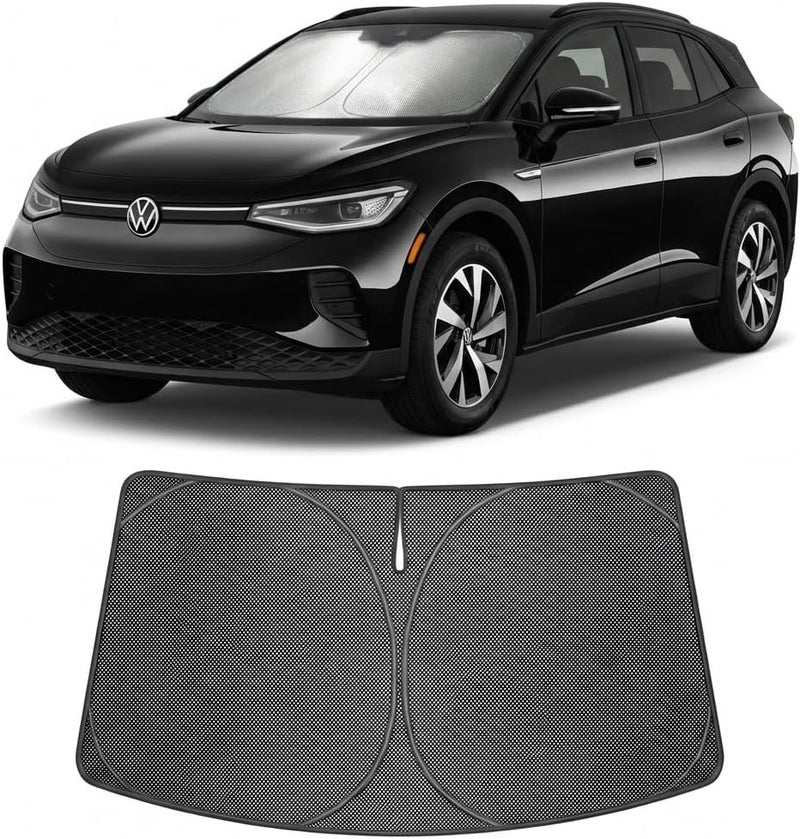 Proadsy Windshield Sun Shade Custom Fit Volkswagen VW ID.4 2021-2026 Ice Crystal Black Front Window Sunshade UV and Heat Blocker Foldable Visor Keeps Car Cooler for Summer Parking and Daily Use - Image 1