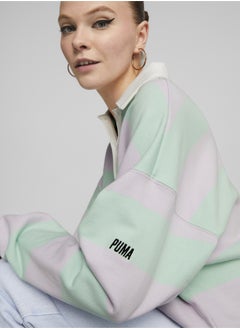 PUMA SWxP Womens Striped Long Sleeve Polo Shirt  - Image 4