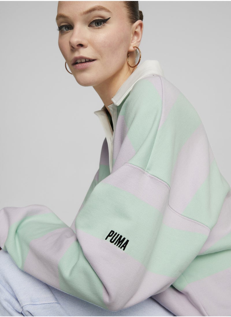 بوما قميص بولو للنساء SWxP Striped Long Sleeve  - Image 4