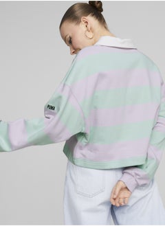 PUMA SWxP Womens Striped Long Sleeve Polo Shirt  - Image 5