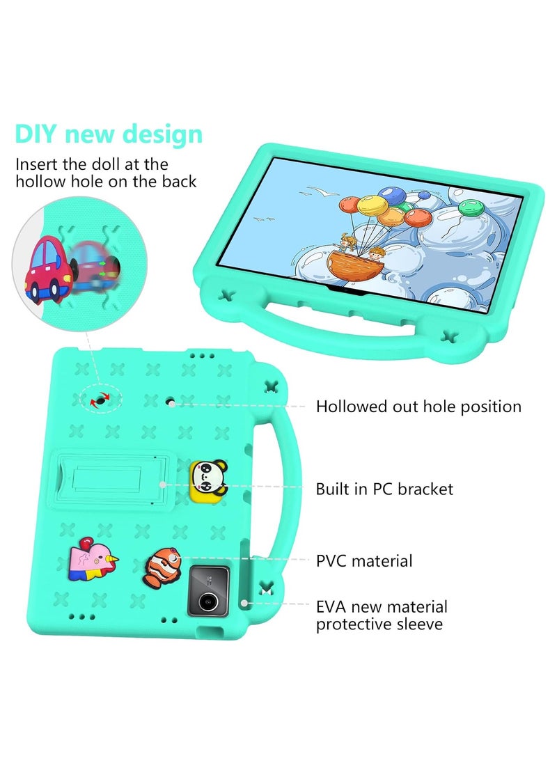 Kids Case Compatible with Lenovo Tab M11 11 Inch Tablet, EVA Cartoon Shockproof Cover with Shoulder Strap Handle Stand (Green)