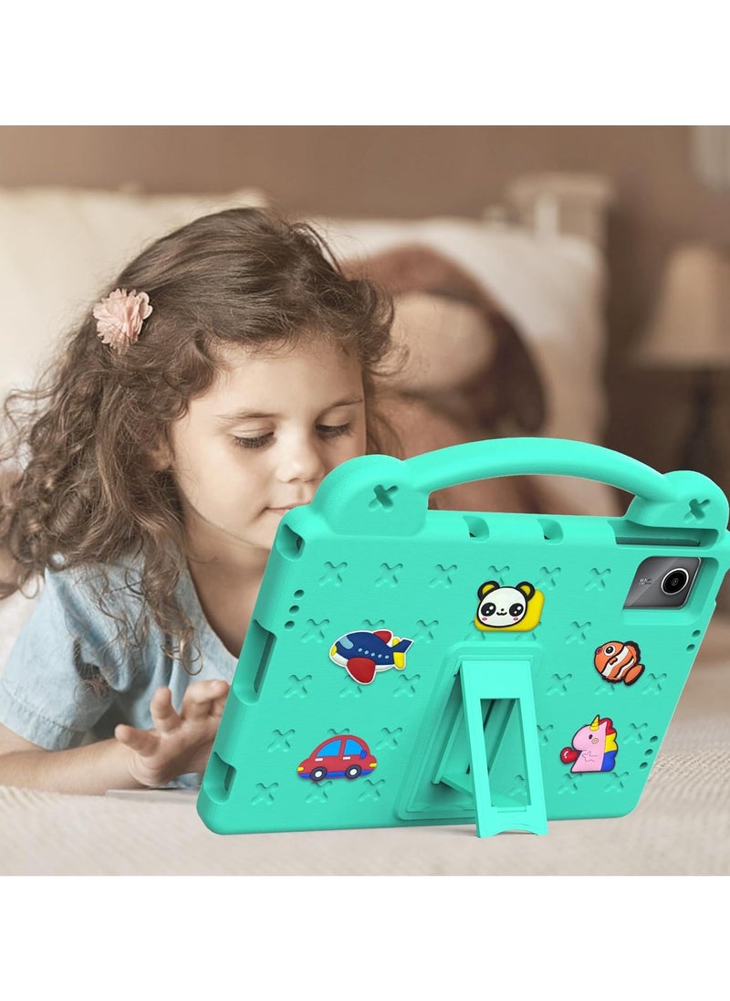Kids Case Compatible with Lenovo Tab M11 11 Inch Tablet, EVA Cartoon Shockproof Cover with Shoulder Strap Handle Stand (Green)
