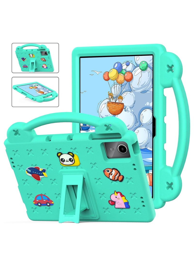Kids Case Compatible with Lenovo Tab M11 11 Inch Tablet, EVA Cartoon Shockproof Cover with Shoulder Strap Handle Stand (Green)