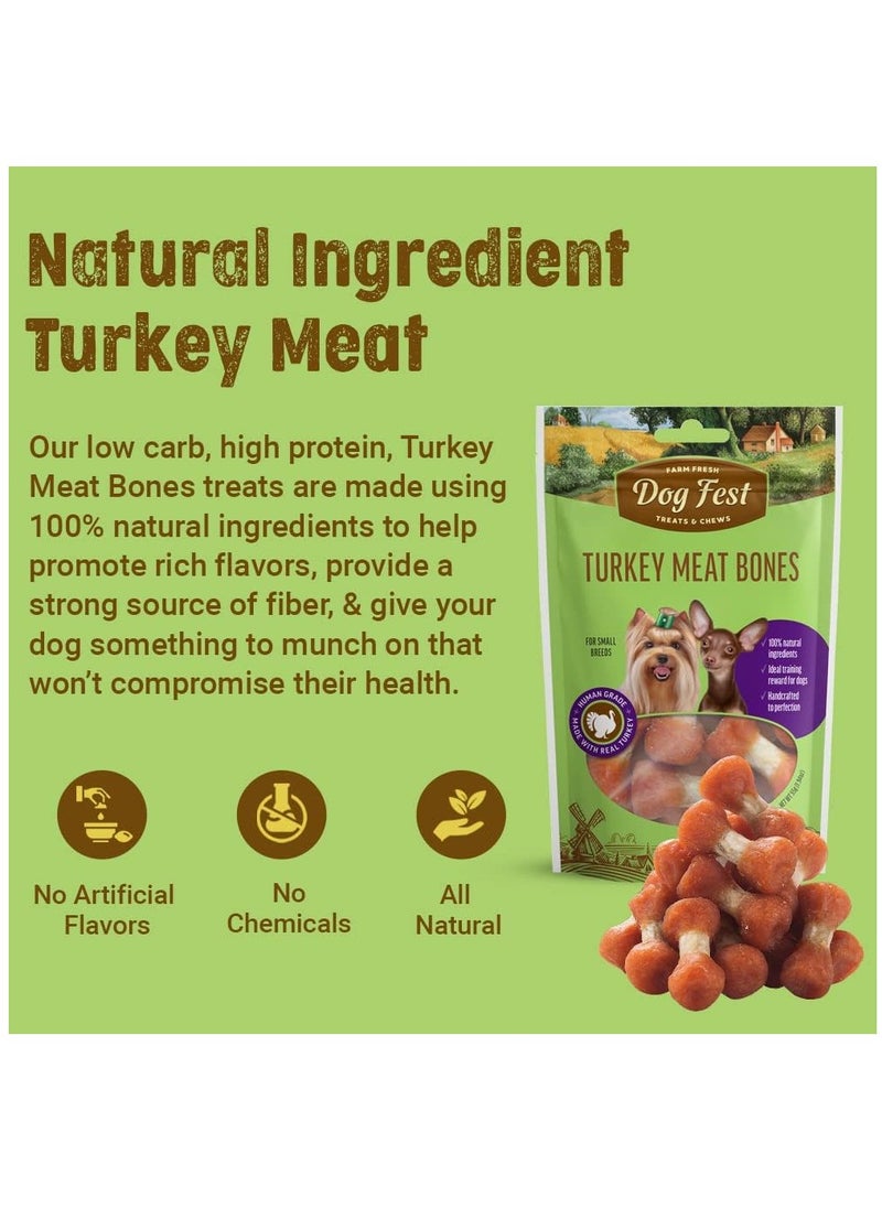 Dog Fest Turkey Meat Bones Handcrafted Treats For Small And Mini Dogs 3X55g  - Image 2
