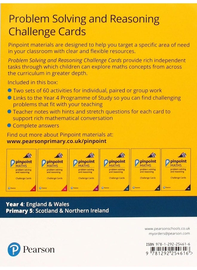 null - Pinpoint Maths Year 4 Problem Solving and Reasoning Challenge Cards: Y4 Problem Solving and Reasoning Pk - Image 1