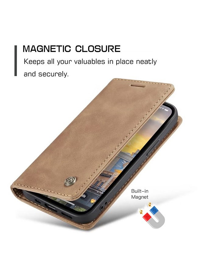 CaseMe iPhone 15 Pro Leather Case Wallet Flip Cover Card Slots Magnetic Closure Stand Phone Holder Function Fold Shockproof Protective Full Protection Anti-drop Anti-scratch Accessory For iphone 15 Pro - Image 3