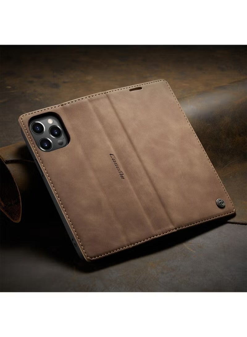 CaseMe iPhone 15 Pro Leather Case Wallet Flip Cover Card Slots Magnetic Closure Stand Phone Holder Function Fold Shockproof Protective Full Protection Anti-drop Anti-scratch Accessory For iphone 15 Pro - Image 5