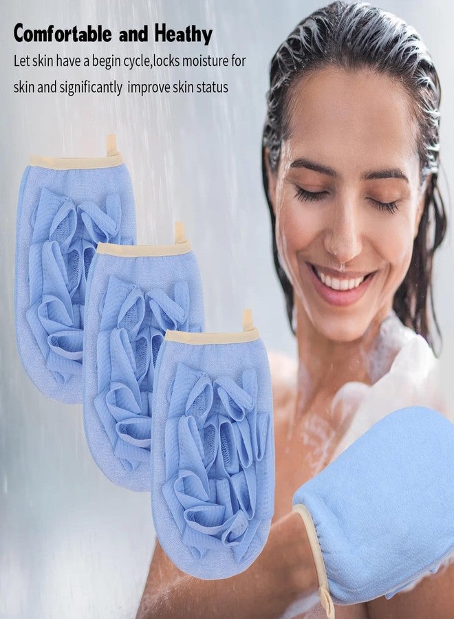 Amariver 3 Pack Bath Loofah Body Sponge Brushes Loofah Exfoliating Glove Bath Shower Glove with Flower Bath Ball Bath Shower Loofah Sponge for Women and Men (Blue) - Image 4