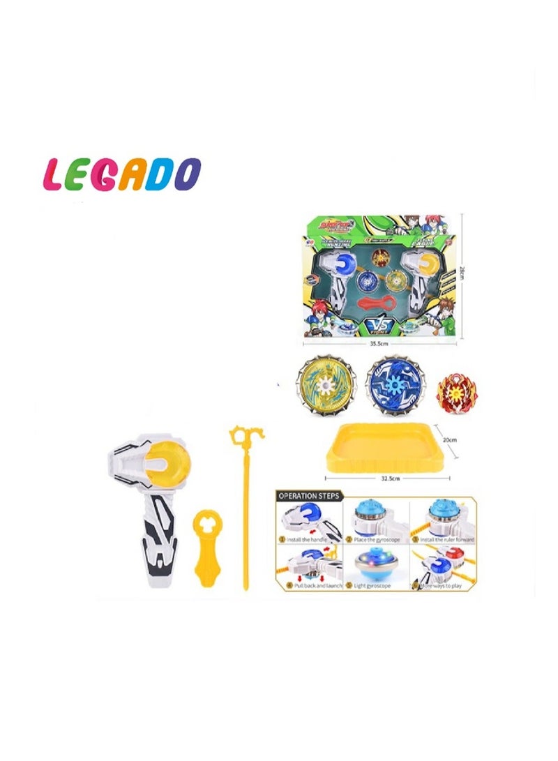 LEGADO Beyblade Challenge Set with Battle Arena with Launchers and 2 Handles in Purple Beyblade Design, 6 Pieces - Image 2
