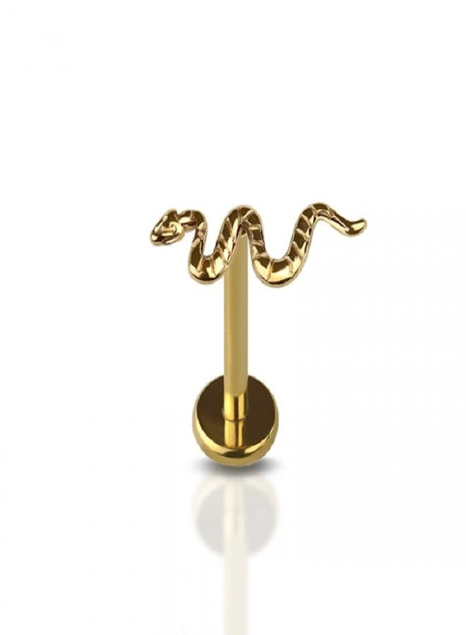 Pierced Owl 16GA G23 Implant Grade Titanium Snake Top Threadless Push-in Stud (Gold Tone) - Image 1