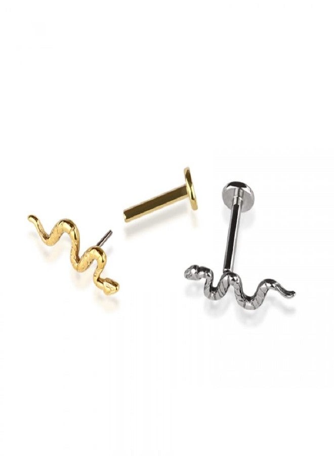 Pierced Owl 16GA G23 Implant Grade Titanium Snake Top Threadless Push-in Stud (Gold Tone) - Image 2