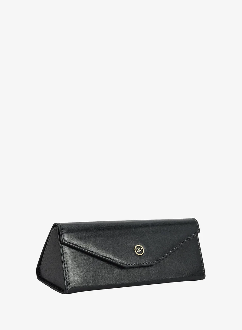 Da Milano Plain Leather Spectacle Case - Grey