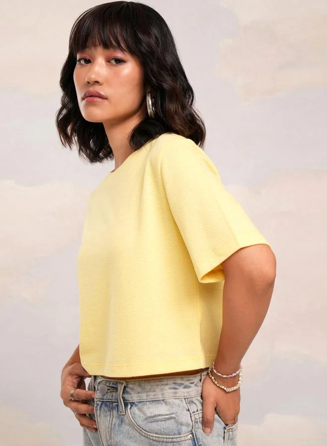 Tokyo Talkies Tokyo Talkies Solid Round Neck Crop Top