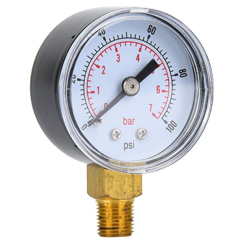 YWBL-WH Pressure Bottom Mount BSPT Thread Mechanical Transparent Dial 1/8inch Connection for Air Oil Water 0-300psi 0-20bar Range (0-100psi,0-7bar) - Image 4