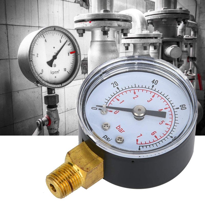 YWBL-WH Pressure Bottom Mount BSPT Thread Mechanical Transparent Dial 1/8inch Connection for Air Oil Water 0-300psi 0-20bar Range (0-100psi,0-7bar) - Image 1