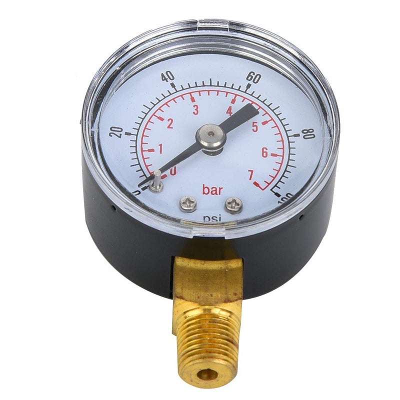 YWBL-WH Pressure Bottom Mount BSPT Thread Mechanical Transparent Dial 1/8inch Connection for Air Oil Water 0-300psi 0-20bar Range (0-100psi,0-7bar) - Image 5