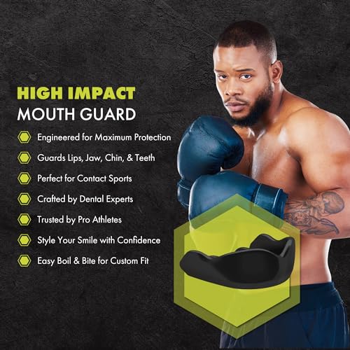 DAMAGE CONTROL High-Impact Mouth Guard – Sports Mouthguard for Boxing, Football, Hockey, Lacrosse & Basketball, Protects Teeth & Jaw, Protective Mouthpiece for Adults & Youth (Adult, Black 2.0) - Image 2
