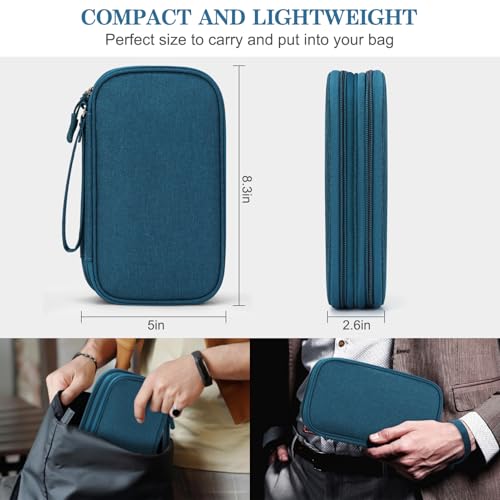 FYY Electronic Organizer, Travel Cable Organizer Bag Pouch Electronic Accessories Carry Case Portable Waterproof Double Layers Storage Bag for Cable, Cord, Charger, Phone, Earphone, Medium Size, Green - Image 2