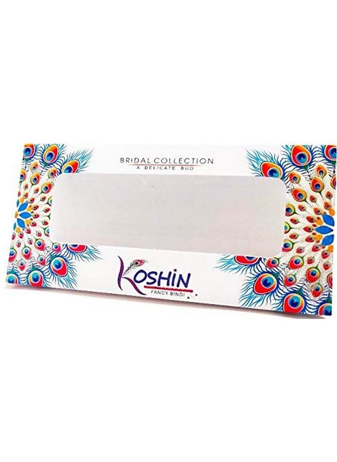 KOSHIN - Multi Color Large Tilak Shape Size (Height 2.3 Cm X Width 6 Mm) Forehead Bindis For Women Ladies Pack Of 2 - Image 1