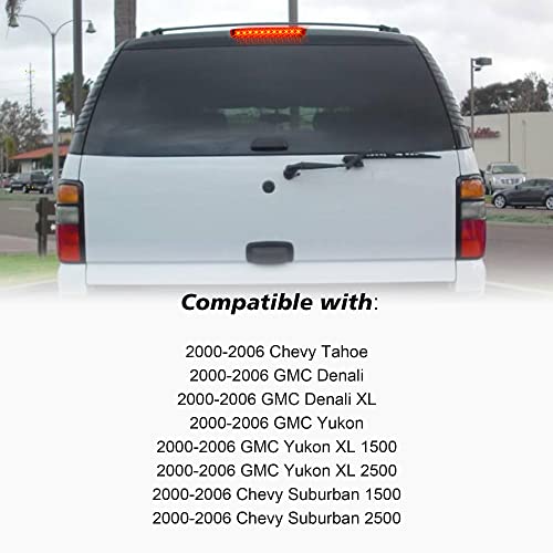 HUSUKU High Mount 3rd Third Brake Light Cargo Light Fits For Chevy Tahoe GM/Suburban/GMC/Yukon 2000-2006 LED Rear Cargo Light/Stop LED Light (Red Housing) - Image 2