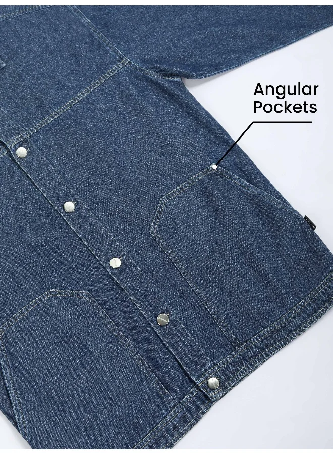 Beyoung Dark Blue Denim Jacket Shirt