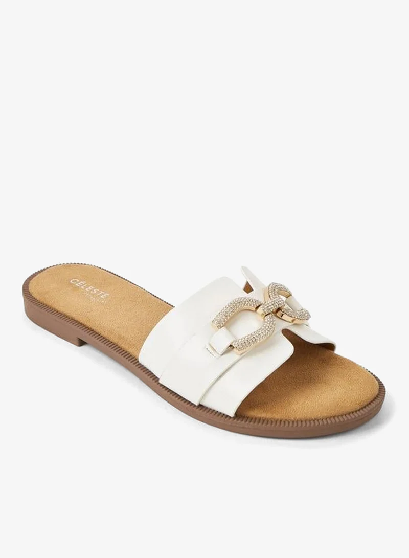 Celeste Women Stone Embellished Flat Sandals