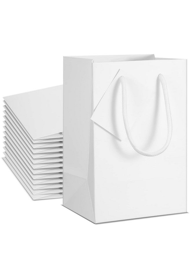 شير أكياس هدايا بيضاء من شير، 50 قطعة، مقاس 5.3 × 3.7 × 8.1 بوصة، أكياس هدايا ورقية صغيرة لامعة بمقابض، أكياس هدايا للحفلات، أكياس هدايا لحفلات الزفاف وأعياد الميلاد وحفلات استقبال المولود - Image 1