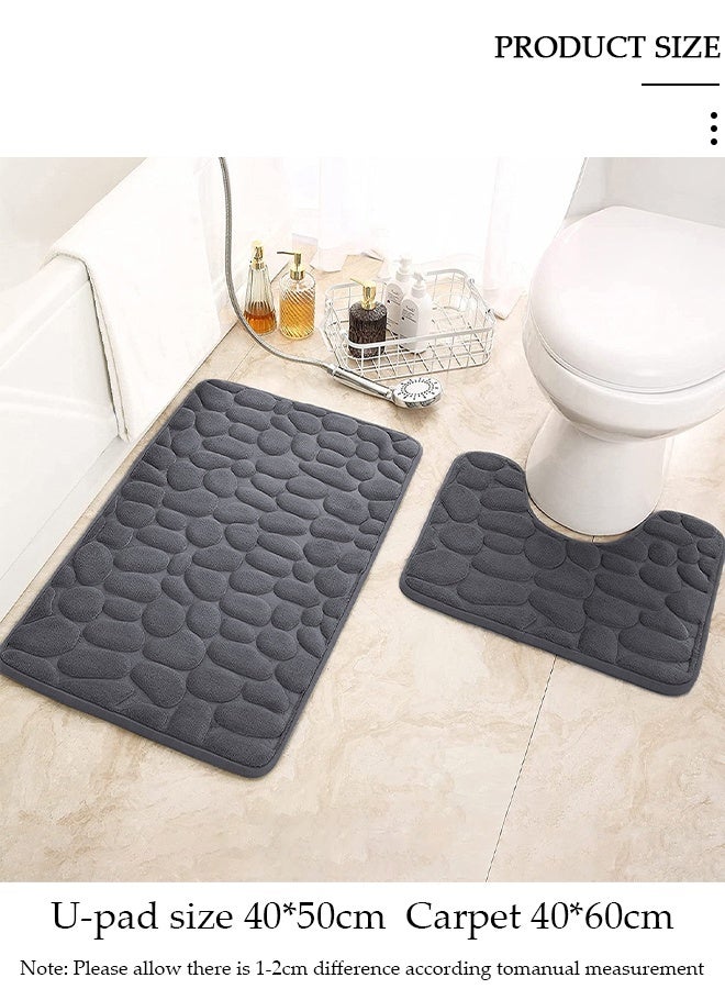 DUNISO 2 Pieces Bathroom Rugs Mat Super Soft Water Absorbent Microfiber Non-Slip Quick Drying Bath Tub Mat Toilet Rugs Perfect Bathroom Mats for Bathroom Tub and Shower - Image 4