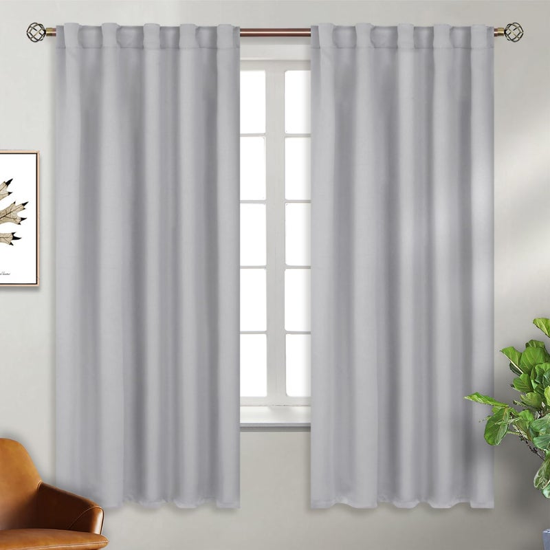 BGment Light Grey Blackout Curtains 2 Panels 72 inches Long for Bedroom - Rod Pocket and Back Tab Thermal Room Darkening Curtains for Living Room  2 Window Curtain Panels  42 x 72 Inch - Image 1
