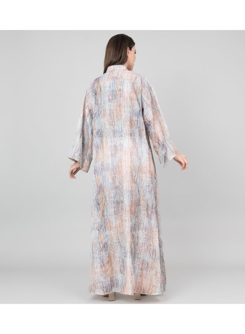 اكسا جلابية بتلات ناعمة مطرزة مع حزام - Image 2