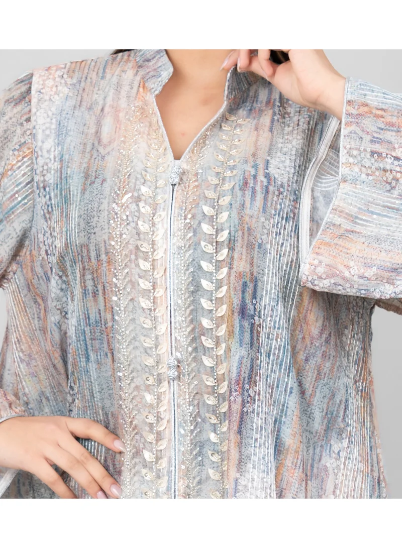 IKKXA Petal Grace Embroidered Jalabiya with Belt