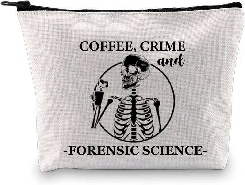 G2TUP Forensic Scientist Gift Coffee Crime And Forensic Science Makeup Bag Forensic Science Investigator Cosmetic Bag Criminologist Gift Travel Bag (And Forensic Science White Bag)