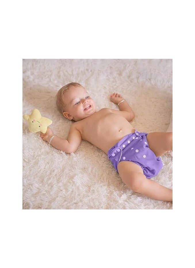 Generic Adjustable Cotton Pocket Diapers Reusable Washable for Babies, Infants and Toddlers 0-3 Years (Purple)  - Image 3