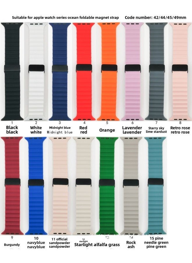 Suitable For Apple Iwatch10ultra Ocean Folding Silicone Strap Generation 6789se2 Summer Sports Strap 