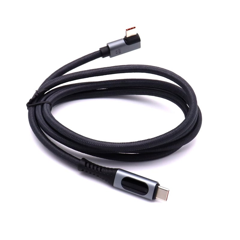 لوكيكي كابل 240W USB 4.0 PD Type C مع شاشة LED، 8K@60Hz 40Gbps USB Type C ذكر إلى USB C ذكر 90 درجة كابل سلك متوافق مع MackBook i Pad Galaxy Laptop - Image 4