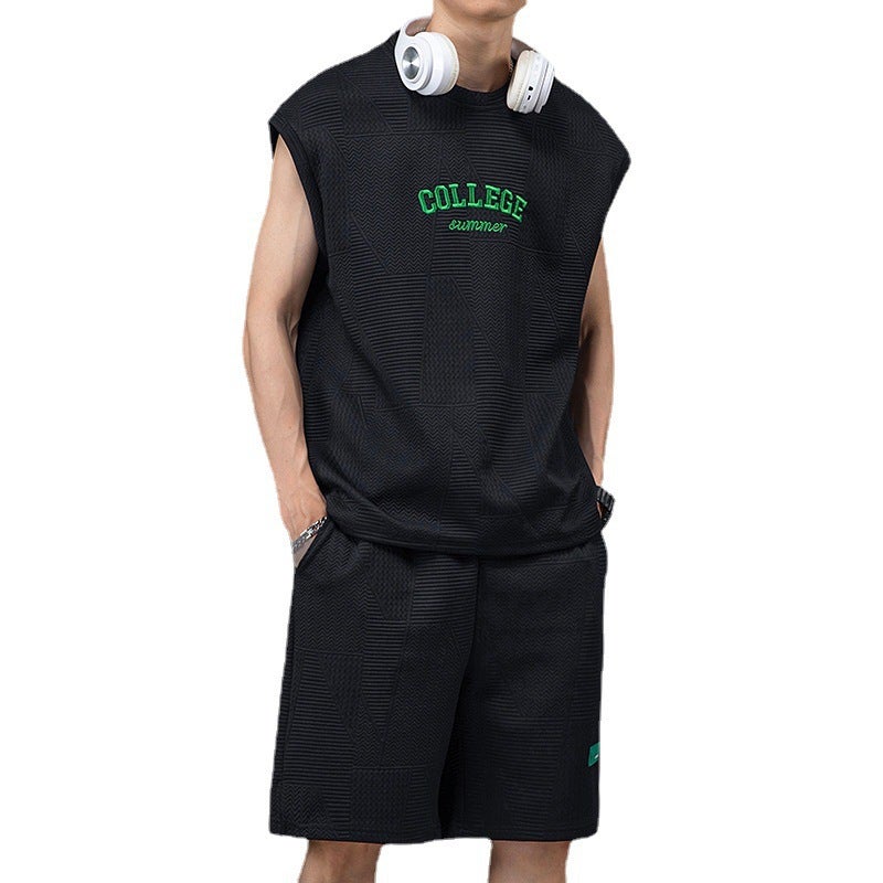 New Mens Sleeveless Vest and Shorts Set Casual Sportswear White - Image 3