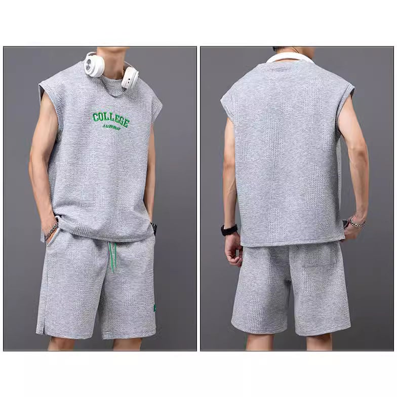 New Mens Sleeveless Vest and Shorts Set Casual Sportswear White - Image 2