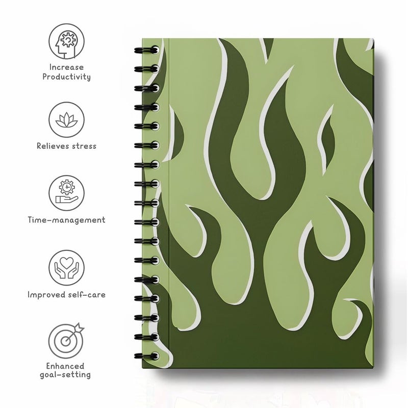 zenithink Daily Planner Undated KIT with 3 Bookmarks | 60+Stickers - 350gsm A5 Size Hard Bound, 80 GSM - 164 pages | Day | Weekly | Monthly Pages (Green flame- Daily Planner Get Things Done) | 4 Months - Image 5